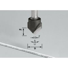 V-Nutfräser HW S8 D18-90°/Alu